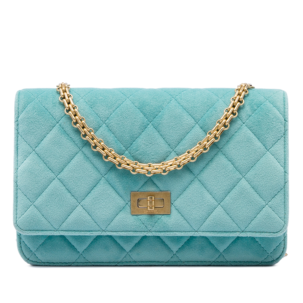 Pre-Loved Chanel Quilted Velvet Reissue 2.55 Wallet on Chain